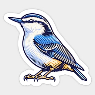 White Breast Nuthatch Bird Sticker